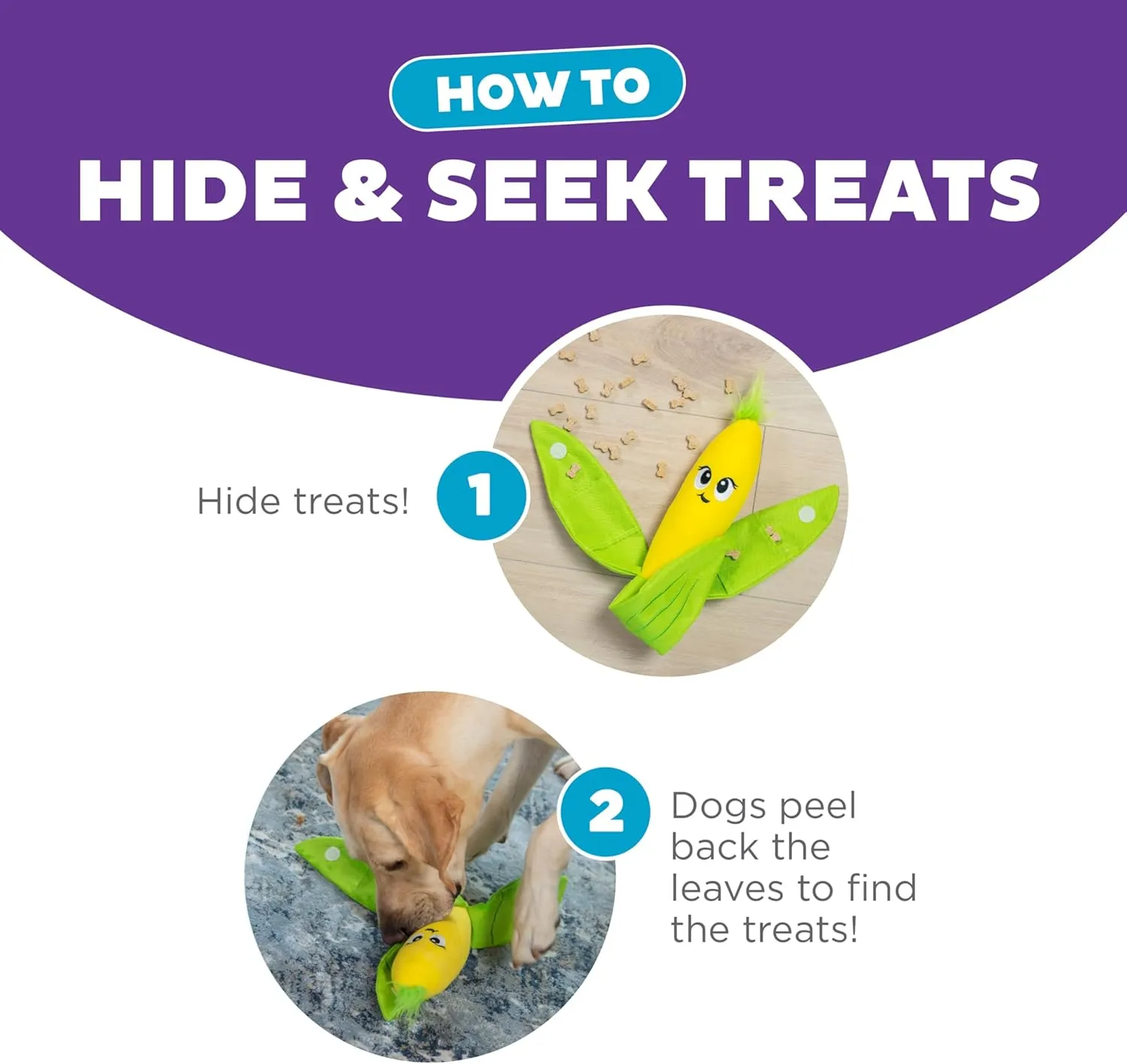 Outward Hound by Nina Ottosson Hide N' Find Interactive Plush Dog Puzzle, Durable Dog Toy, Plush Enrichment Toys, Corn, Multicolored