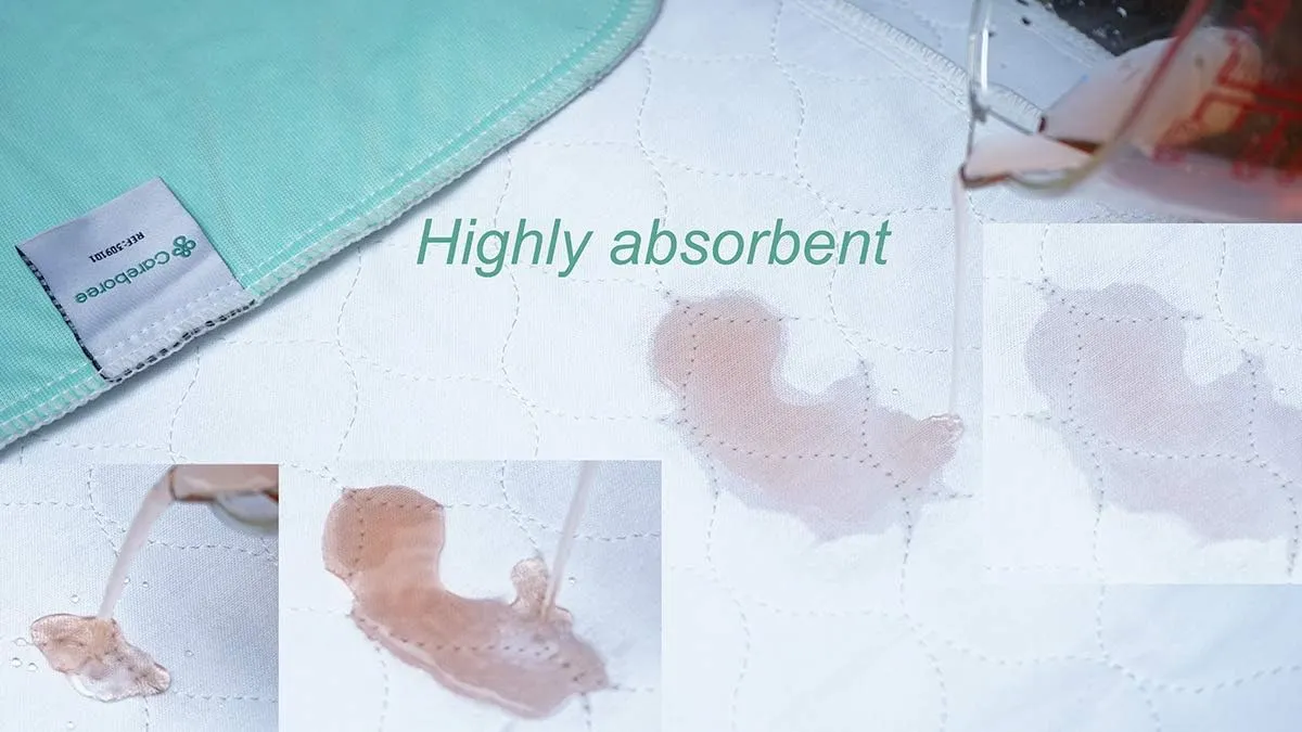 Pack of 2 Cotton Top-Layer Reusable Tuckable Underpads Incontinence Bed Pads Queen 34"X60" Washable 21" Wings