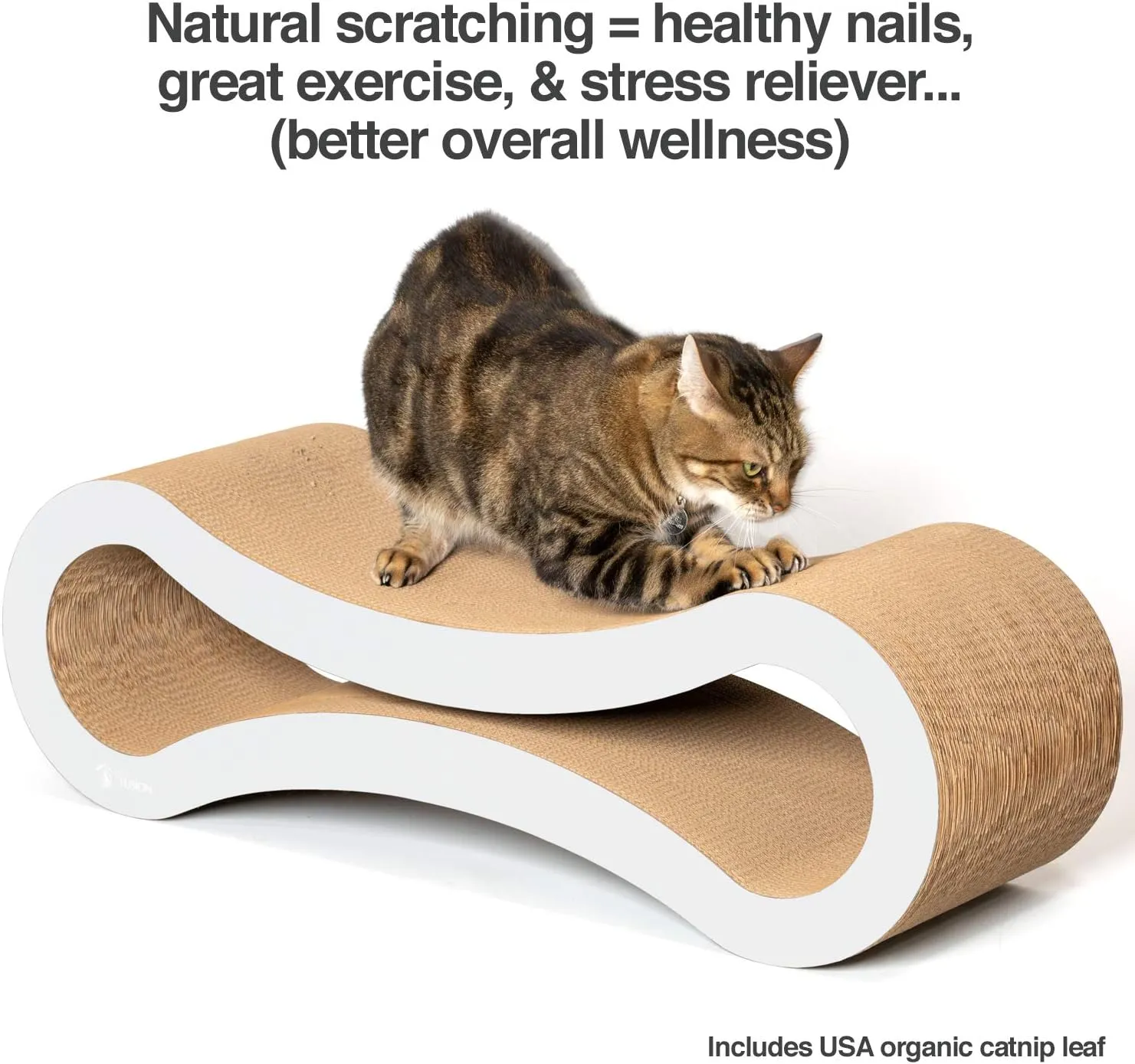 PetFusion Ultimate Cat Scratch Lounge, Cat Scratchers for Indoor Cats, Reversible & Durable, Made from Recycled Corrugated Cardboard, Cloud White