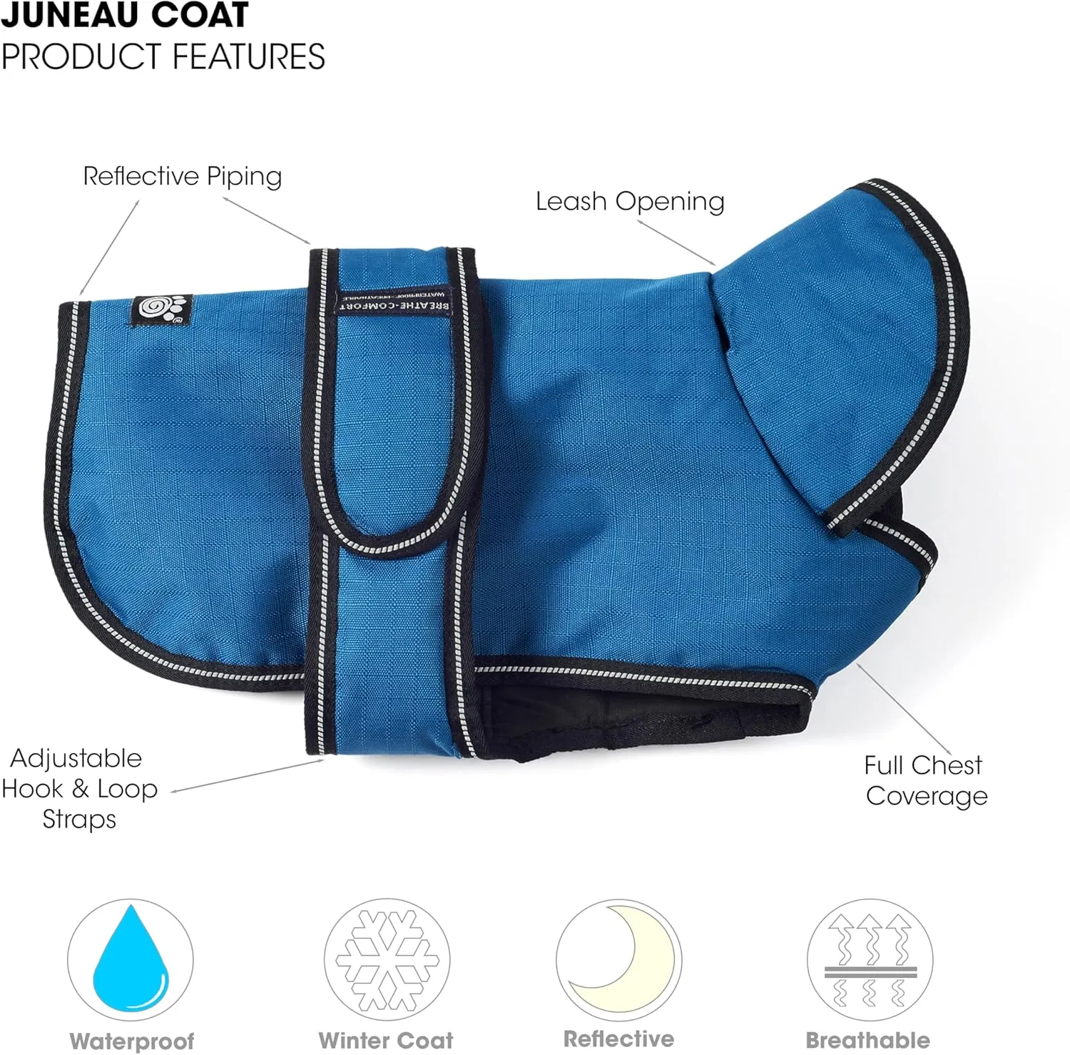 PetRageous 7303TS Juneau Waterproof Winter Coat with Full Chest Coverage and Dog Leash Opening - 11-Inch Long Heavyweight Jacket for Small Dogs and Puppies, Teal