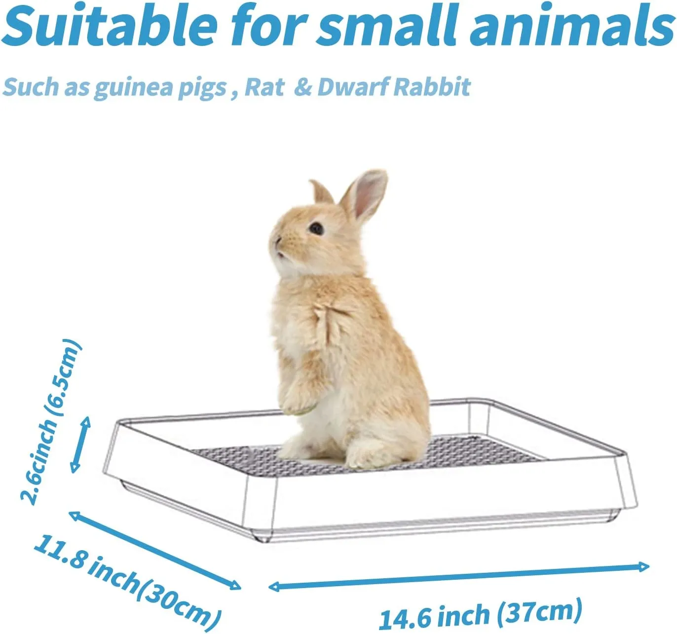 PODOO Rabbit Large Litter Box, Guinea Pig Training Pan Cage with Toilet Tray, Ideal for Rats, Ferret, Bunny Small and Medium Animals (Medium)