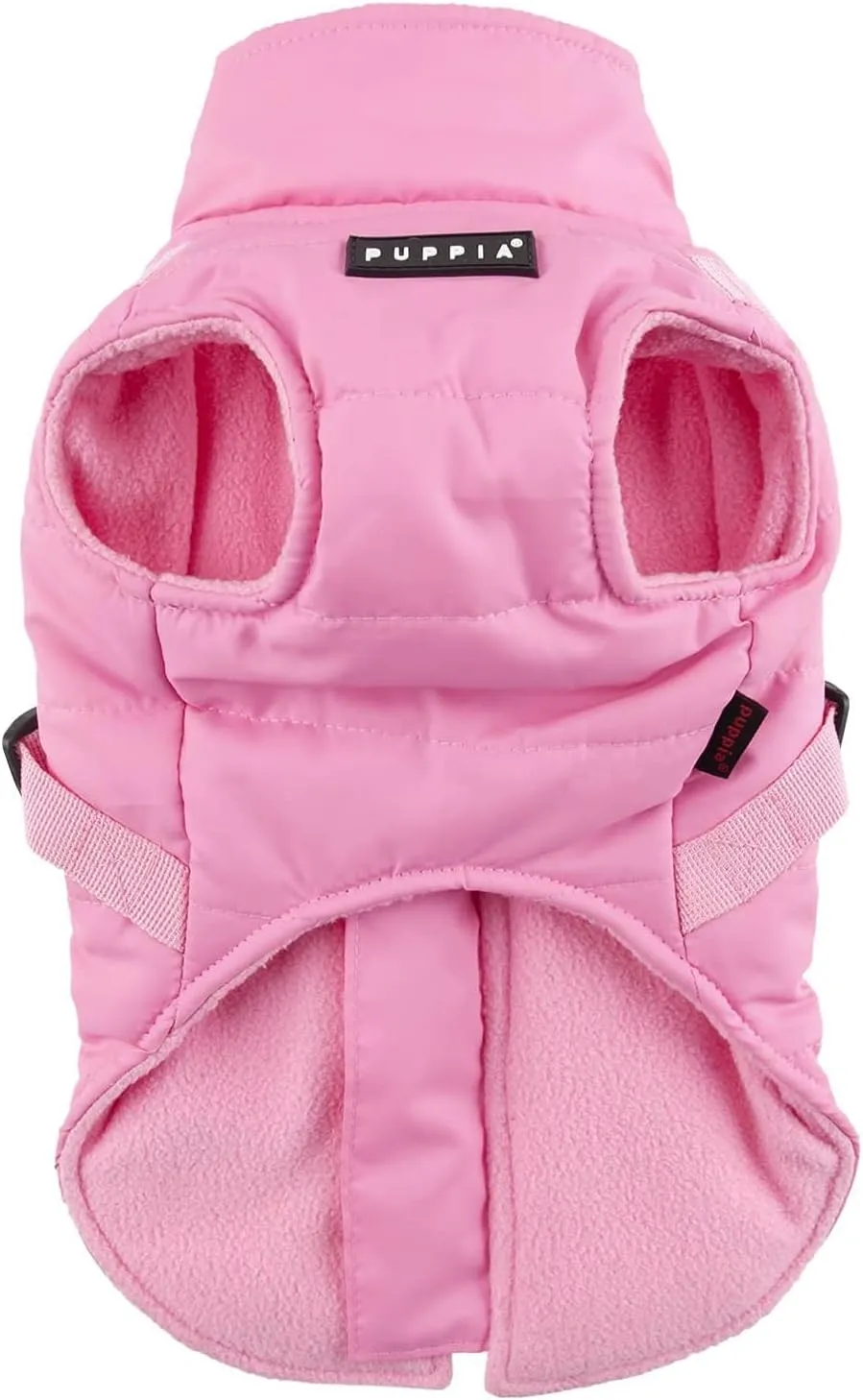 Puppia Mountaineer Winter Dog Coat with integrated harness No Pull Cold Weather Waterproof Warm Fleece Back Zipper for Small & Medium Dog, PINK, Small