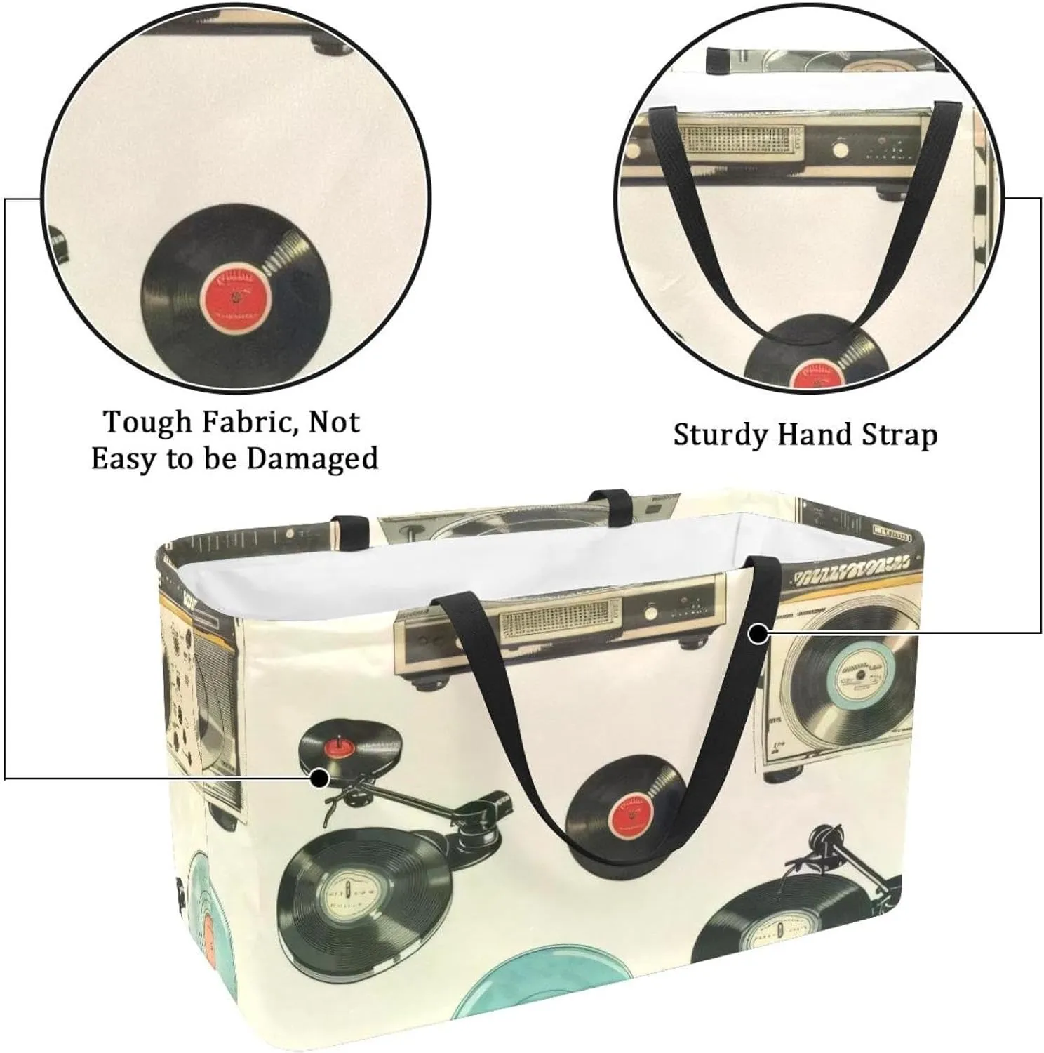 Reusable Grocery Bags Cartoon Boston Terriers Unicorn Pattern Foldable Washable Storage Bins Basket Shopping Tote Bag
