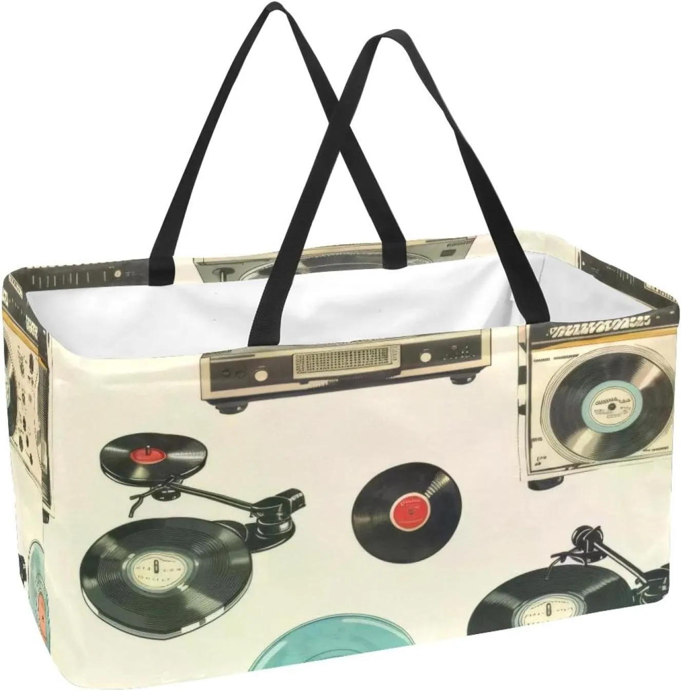 Reusable Grocery Bags Cartoon Boston Terriers Unicorn Pattern Foldable Washable Storage Bins Basket Shopping Tote Bag