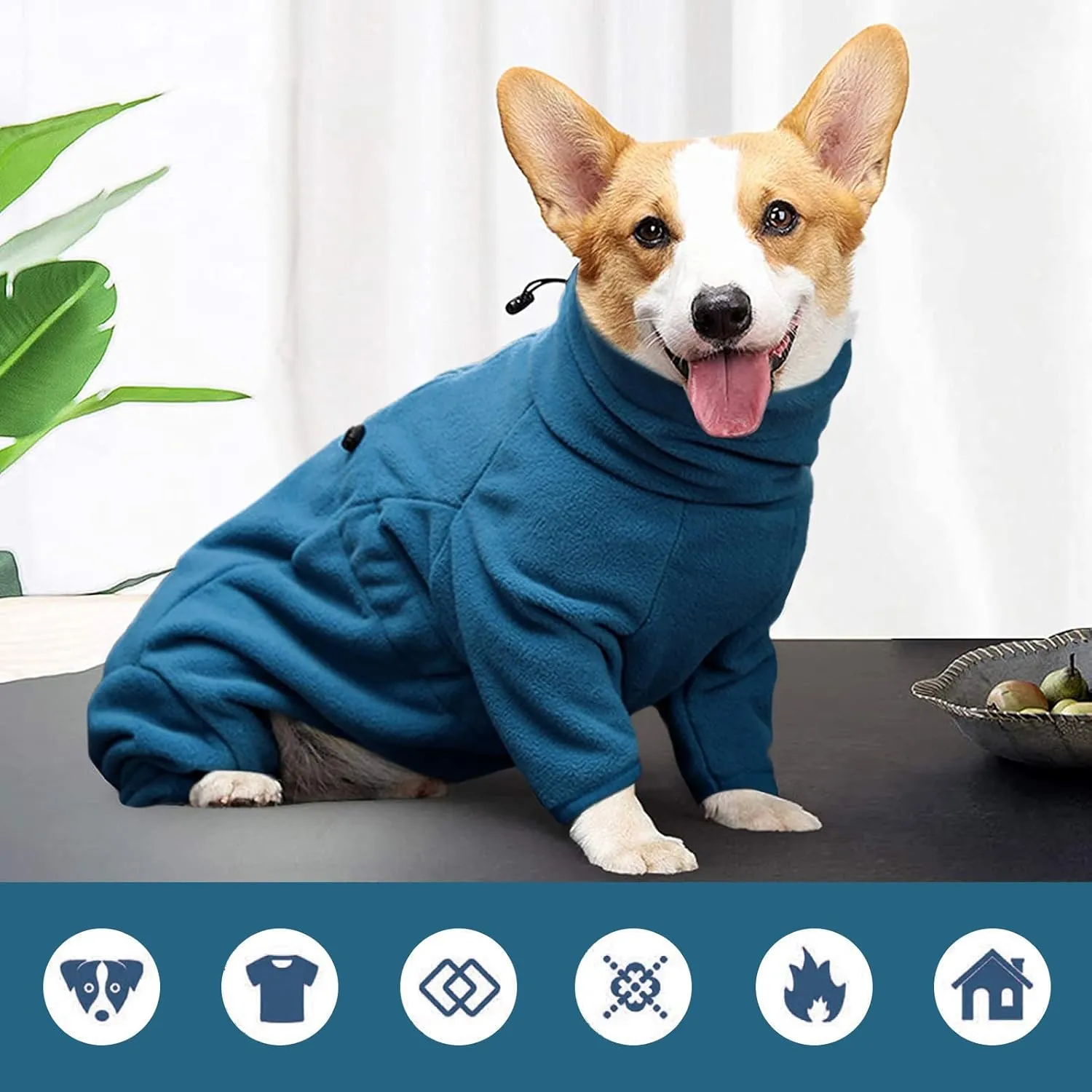 ROZKITCH Dog Winter Coat Soft Fleece Pullover Pajamas, Pet Windproof Warm Cold Weather Jacket Vest Cozy Jumpsuit Apparel Outfit Clothes for Small Medium Large Dog Walking Sleep M