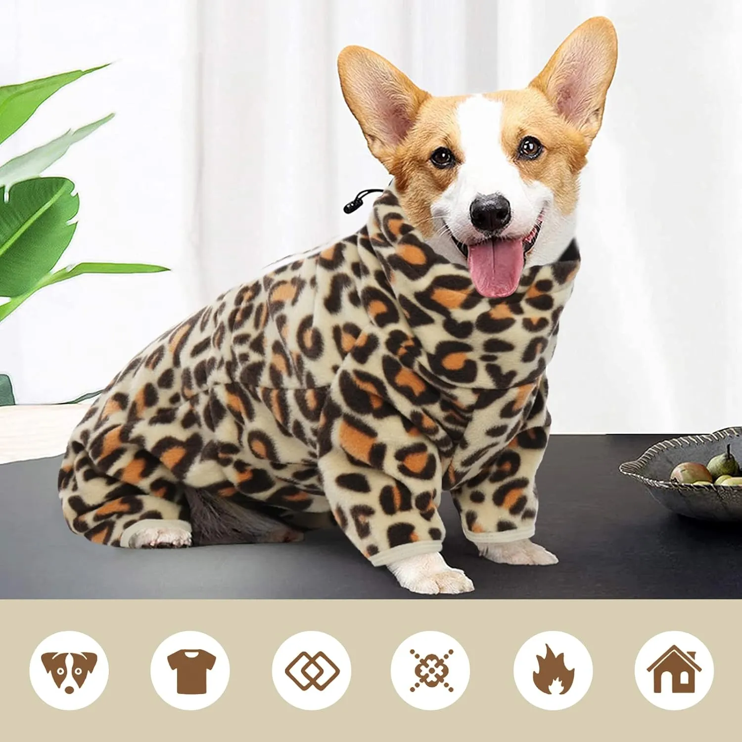 ROZKITCH Dog Winter Coat Soft Fleece Pullover Pajamas, Pet Windproof Warm Cold Weather Jacket Vest with Luminous Zipper, Jumpsuit Apparel Outfit Clothes for Small Medium Large Dog Brown 2XS