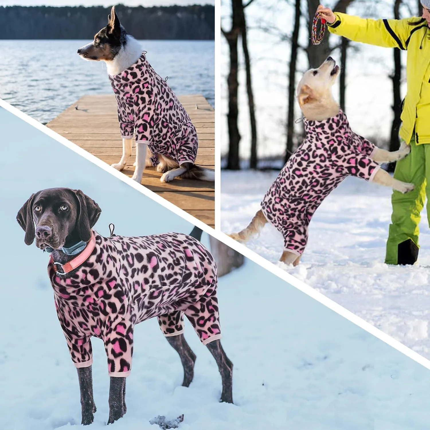 ROZKITCH Dog Winter Coat Soft Fleece Pullover Pajamas, Pet Windproof Warm Cold Weather Jacket Vest with Luminous Zipper, Jumpsuit Apparel Outfit Clothes for Small Medium Large Dog L-Pink 2XS