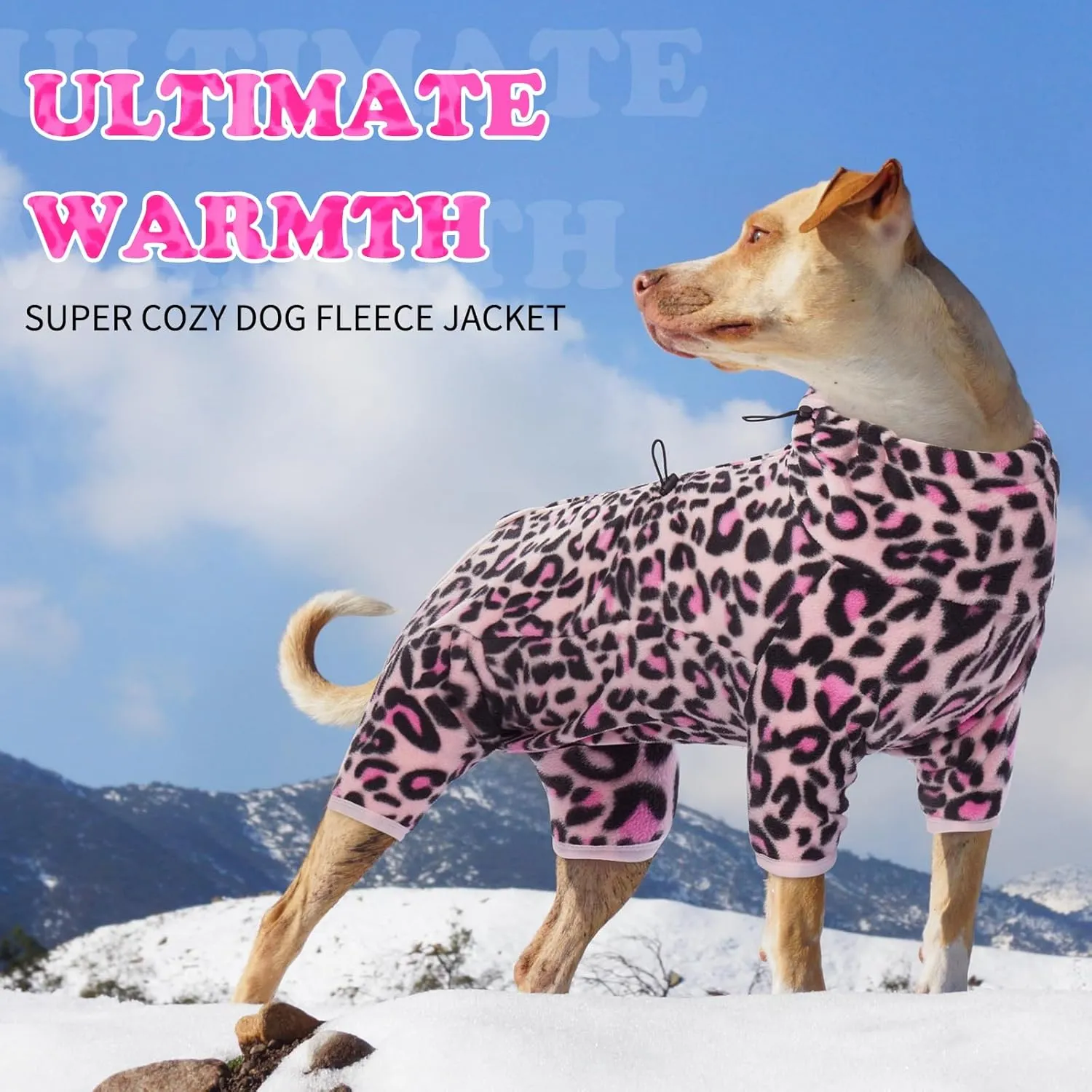 ROZKITCH Dog Winter Coat Soft Fleece Pullover Pajamas, Pet Windproof Warm Cold Weather Jacket Vest with Luminous Zipper, Jumpsuit Apparel Outfit Clothes for Small Medium Large Dog L-Pink 2XS