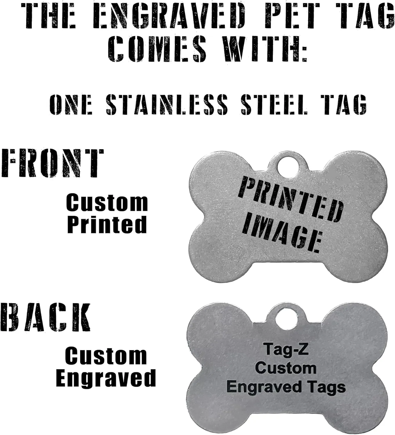 Seizures Medical Alert Pet ID Tags, Custom Printed and Laser Engraved, Stainless Steel Bone Shape Includes Split Ring and Silencer
