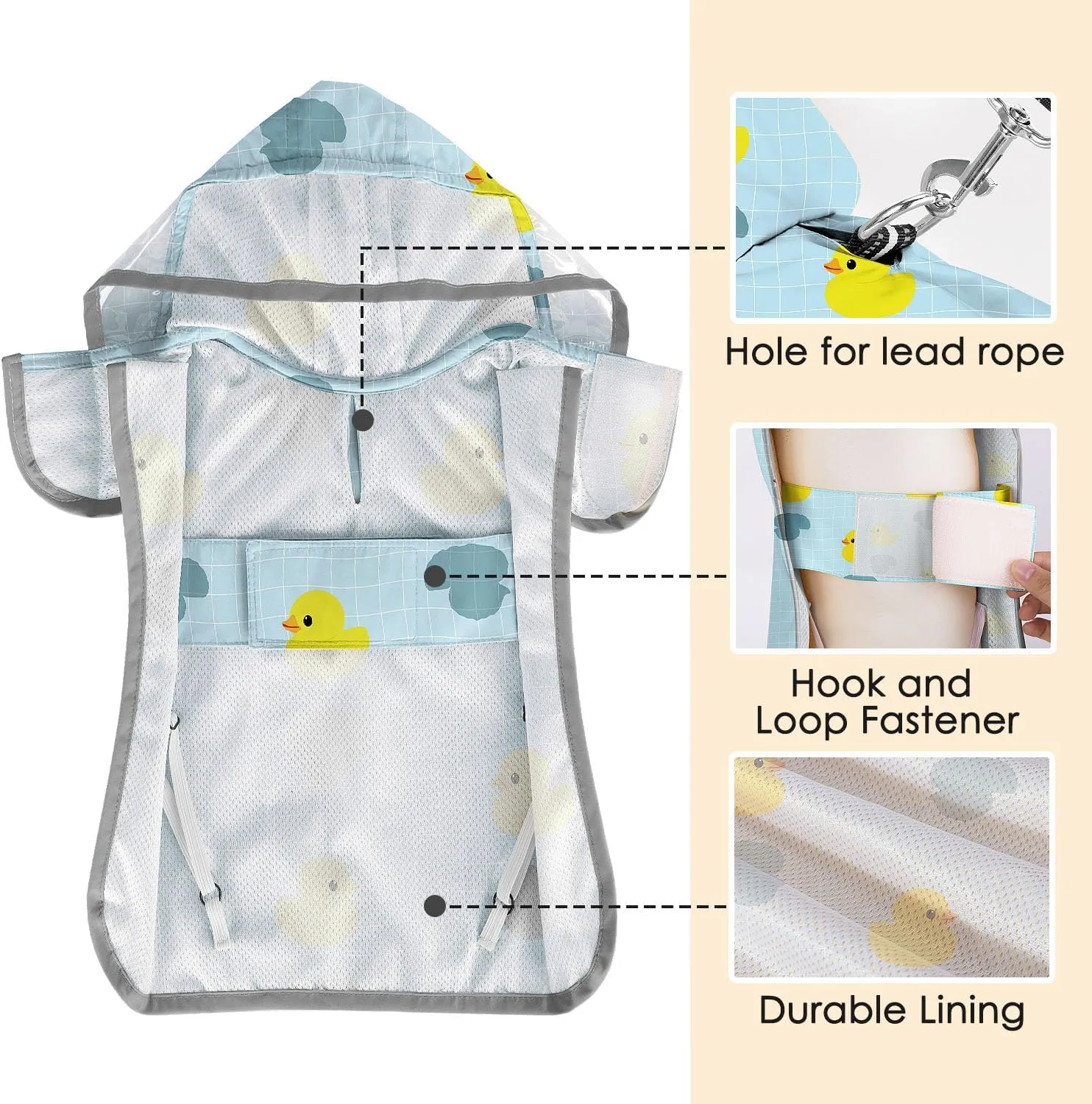 SlowTon Dog Raincoat, Adjustable Dog Rain Jacket Clear Hooded Double Layer, Waterproof Poncho with Reflective Strip Straps and Storage Pocket for Small Medium Large Dogs Puppies(DK XL)