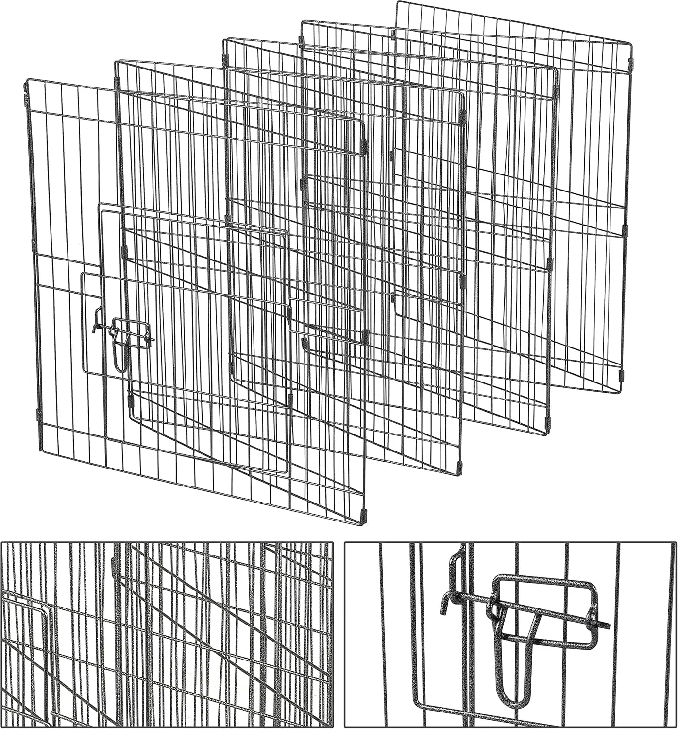 Topeakmart 24 inch Puppy Pet 8 Panel Foldable Metal Playpen Portable Fence Exercise Pen with Door, Indoor/Outdoor Black