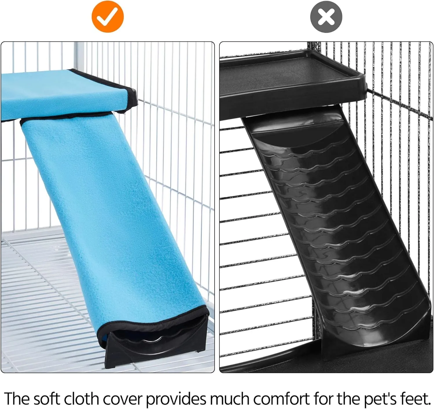 Topeakmart Small Animals Cages Ferret/Guinea Pigs/Chinchilla/Rabbit Cages 2-Story Rolling Metal Critter Nation w/ 2 Removable Ramps &Litter Box, Hammock White