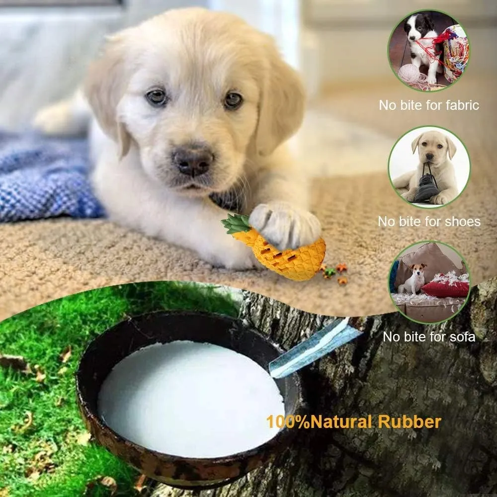 Upgrade Tough Dog Toys for Aggressive Chewers Puppy, Indestructible Dog Chew Toys for Puppy Large Small Dogs Interactive, Boredom Treat Dispensing Toys Teeth Clean Pineapple