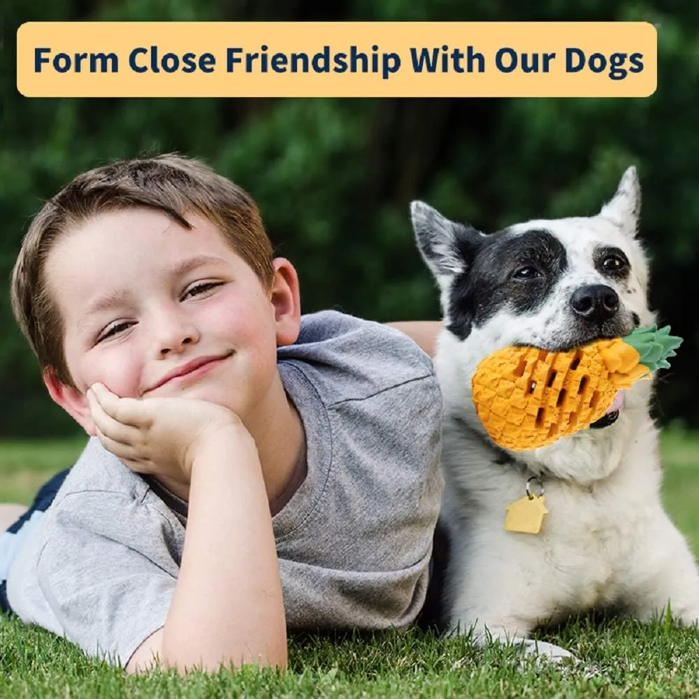 Upgrade Tough Dog Toys for Aggressive Chewers Puppy, Indestructible Dog Chew Toys for Puppy Large Small Dogs Interactive, Boredom Treat Dispensing Toys Teeth Clean Pineapple