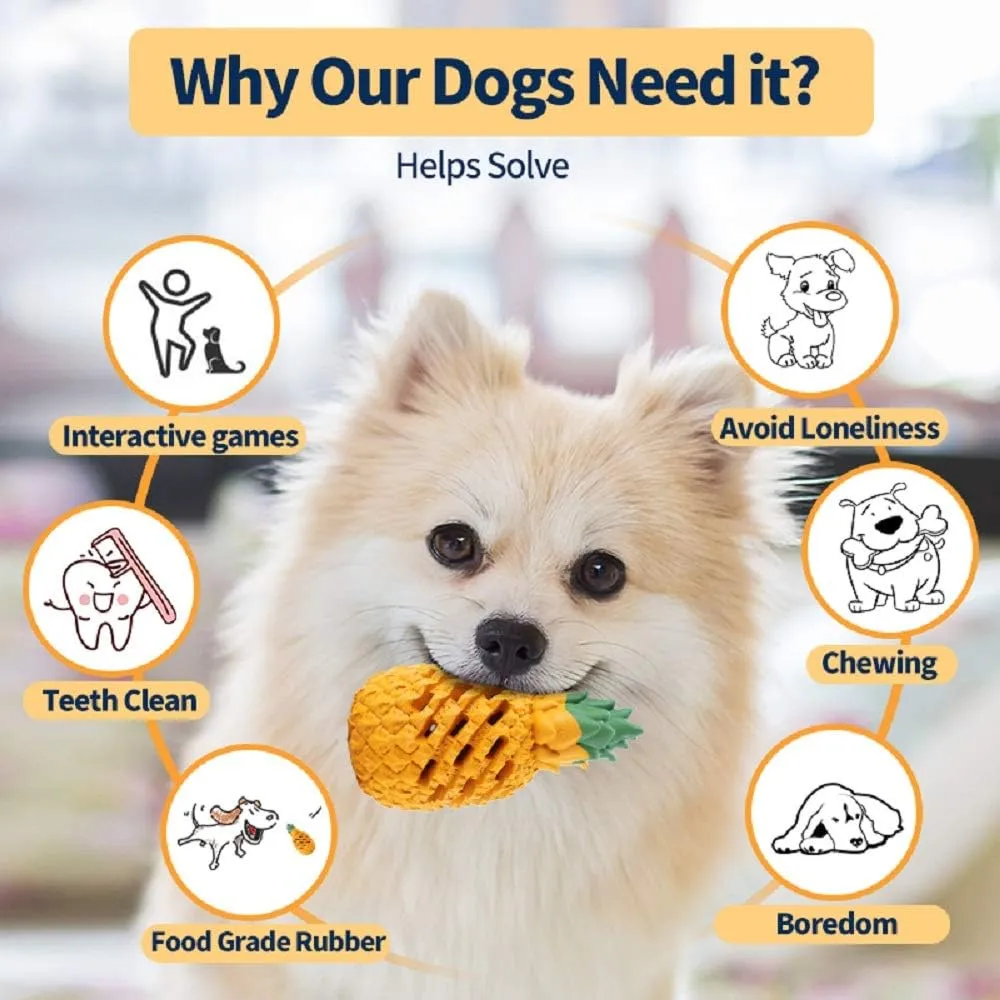 Upgrade Tough Dog Toys for Aggressive Chewers Puppy, Indestructible Dog Chew Toys for Puppy Large Small Dogs Interactive, Boredom Treat Dispensing Toys Teeth Clean Pineapple