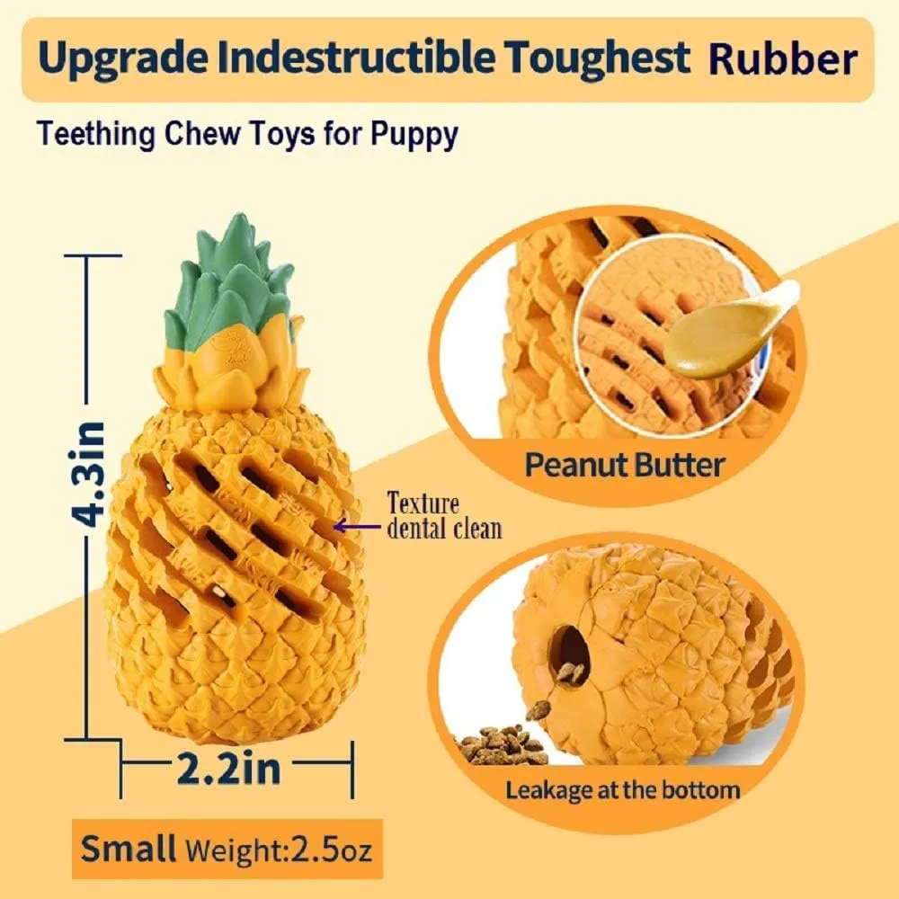 Upgrade Tough Dog Toys for Aggressive Chewers Puppy, Indestructible Dog Chew Toys for Puppy Large Small Dogs Interactive, Boredom Treat Dispensing Toys Teeth Clean Pineapple