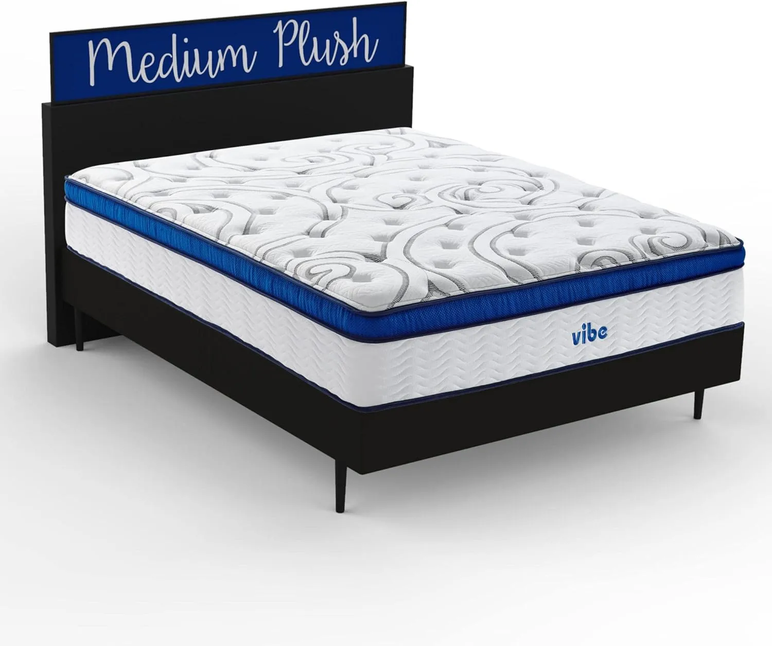 Vibe Quilted Hybrid Mattress, 12-Inch Innerspring and Pillow Top Gel Memory Foam Mattress, Fiberglass Free, CertiPUR-US Certified Bed in a Box, Full, White